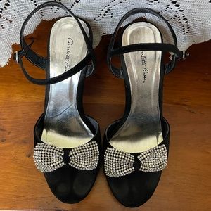 Black heels with Rhinestone Sparkling Bow
